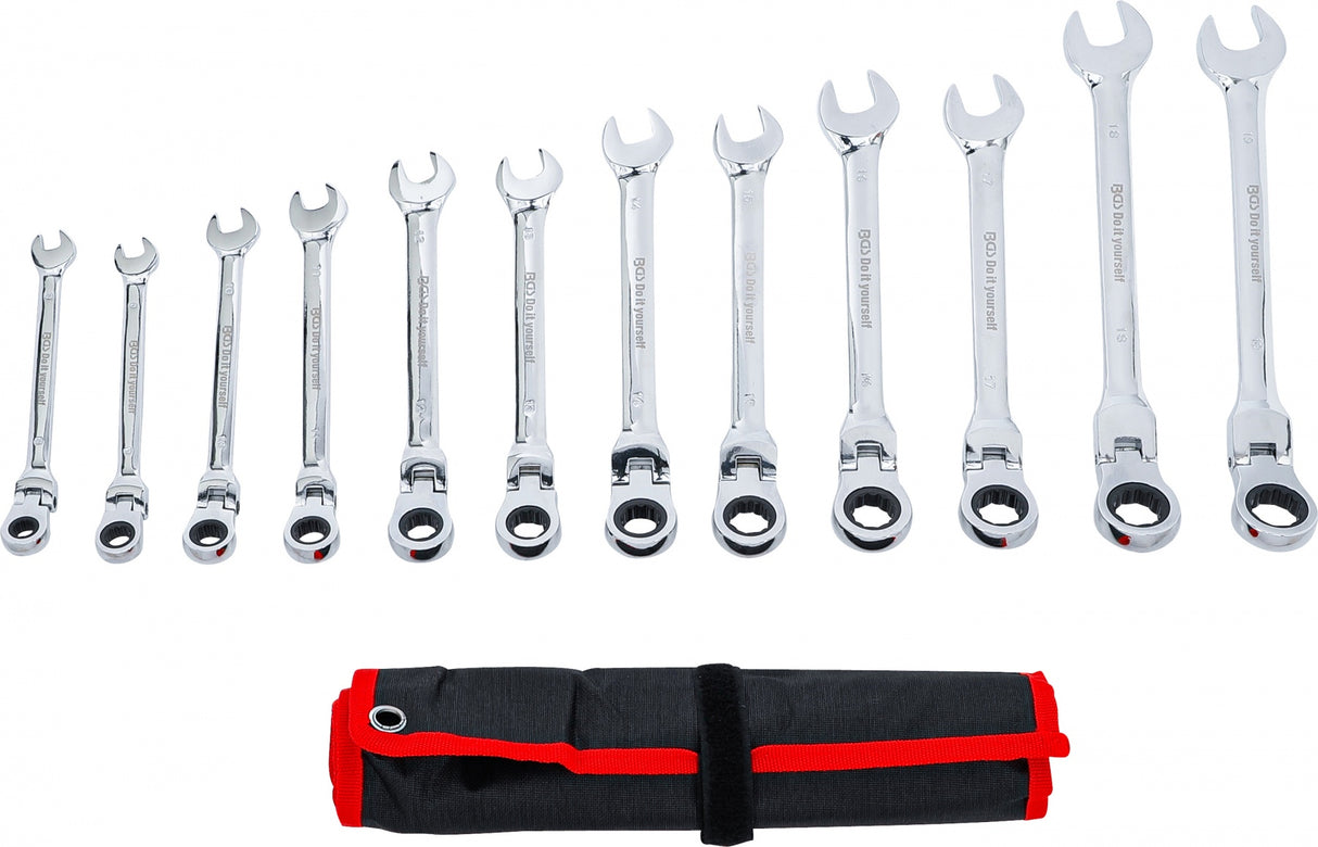 Terkšlinių raktų rinkinys | iki 90 ° šarnyriniai | 8 - 19 mm | 12 vnt. (30002)