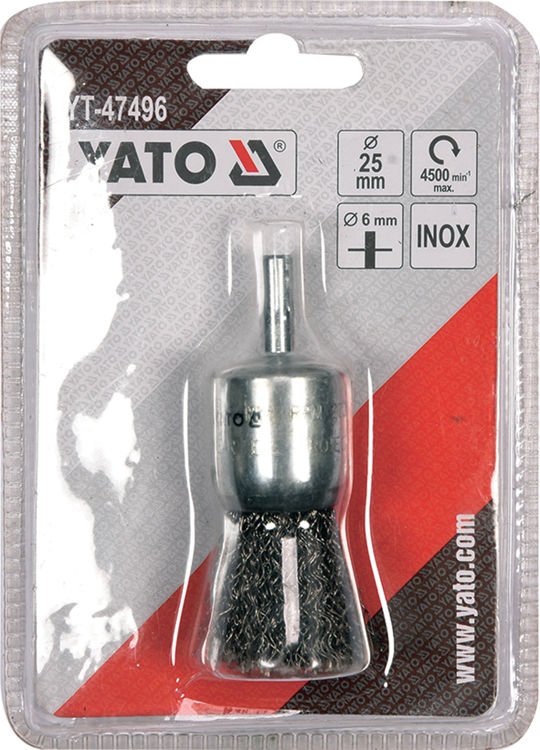 Šepetys teptuko tipo su kotu | nerūdijantis plienas | INOX | 25 mm (YT-47496)