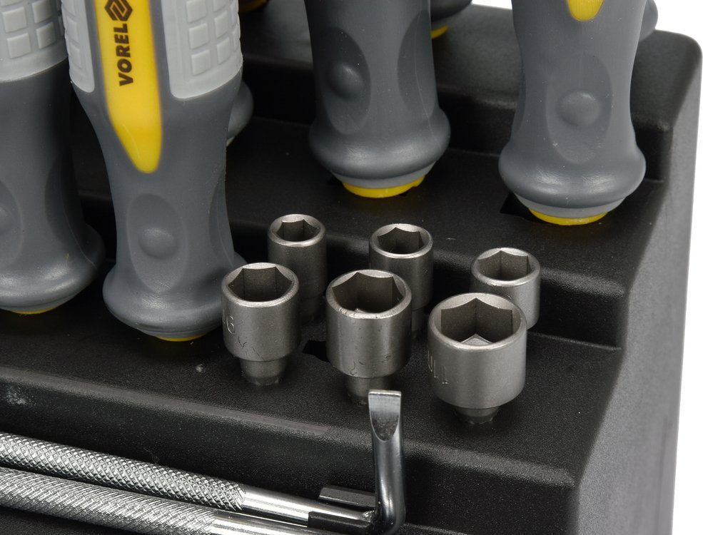 Atsuktuvų ir antgalių rinkinys | su stovu | 100 vnt. (60750)