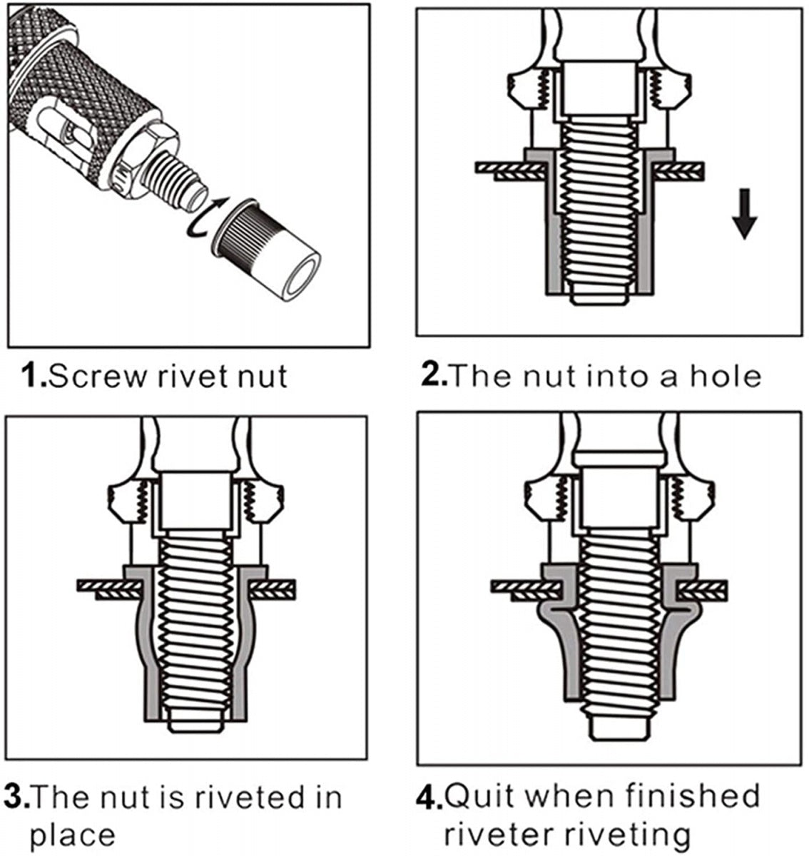 Kniediklis srieginis | su rinkiniu | M5, M6, M8, M10, M12 (M49570)