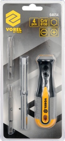 Atsuktuvas su keičiamais antgaliais | 4 vnt (64654)