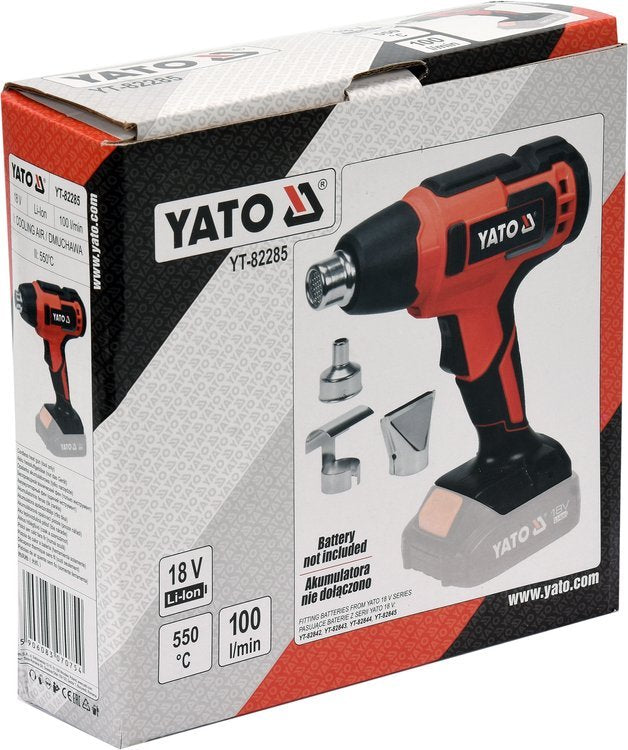 Kaitinimo fenas akumuliatorinis / orpūtė | 18V 550° II greičiai / be akumuliatoriaus (YT-82285)