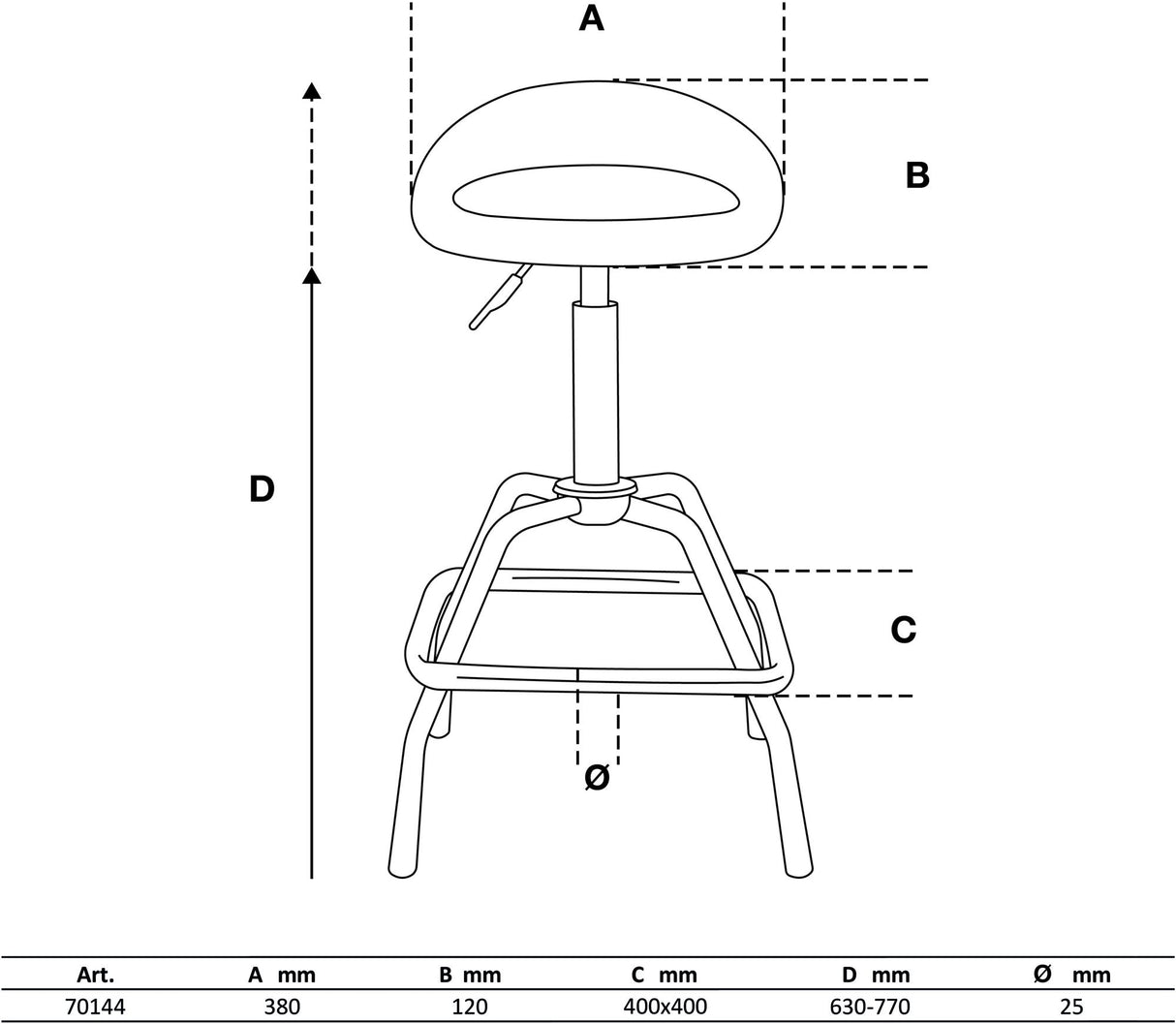 Autoserviso baro kėdė | reguliuojamas aukštis | 630 - 770 mm (70144)