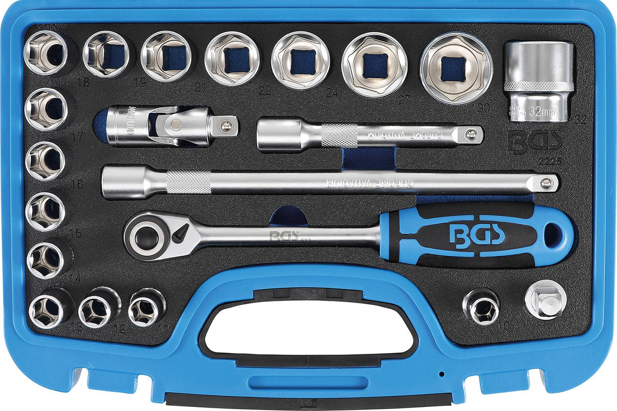 Galvučių komplektas | 12,5 mm (1/2") | 10 - 32 mm | 21 vnt. (2225)