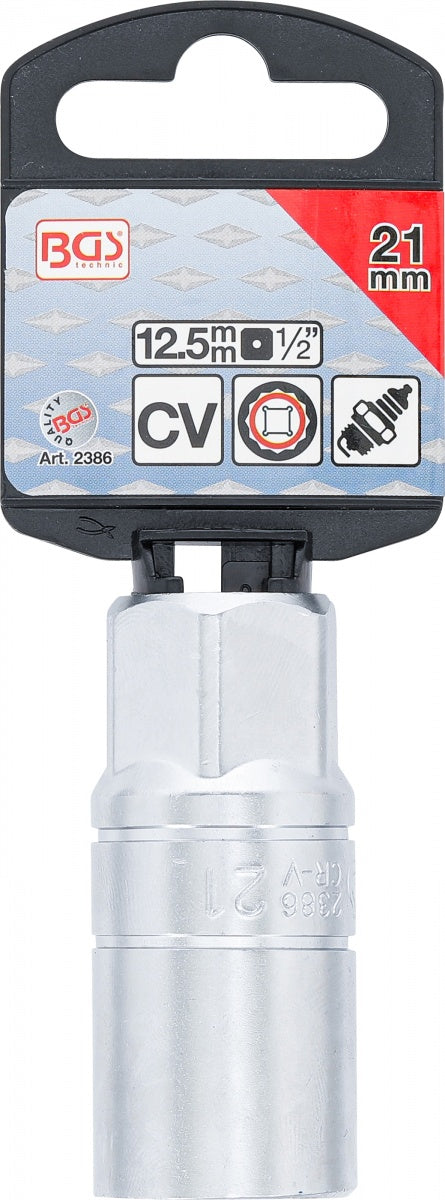 Galvutė žvakėms su guminiu laikikliu | 12 kampų | 12,5 mm (1/2") | 21 mm (2386)