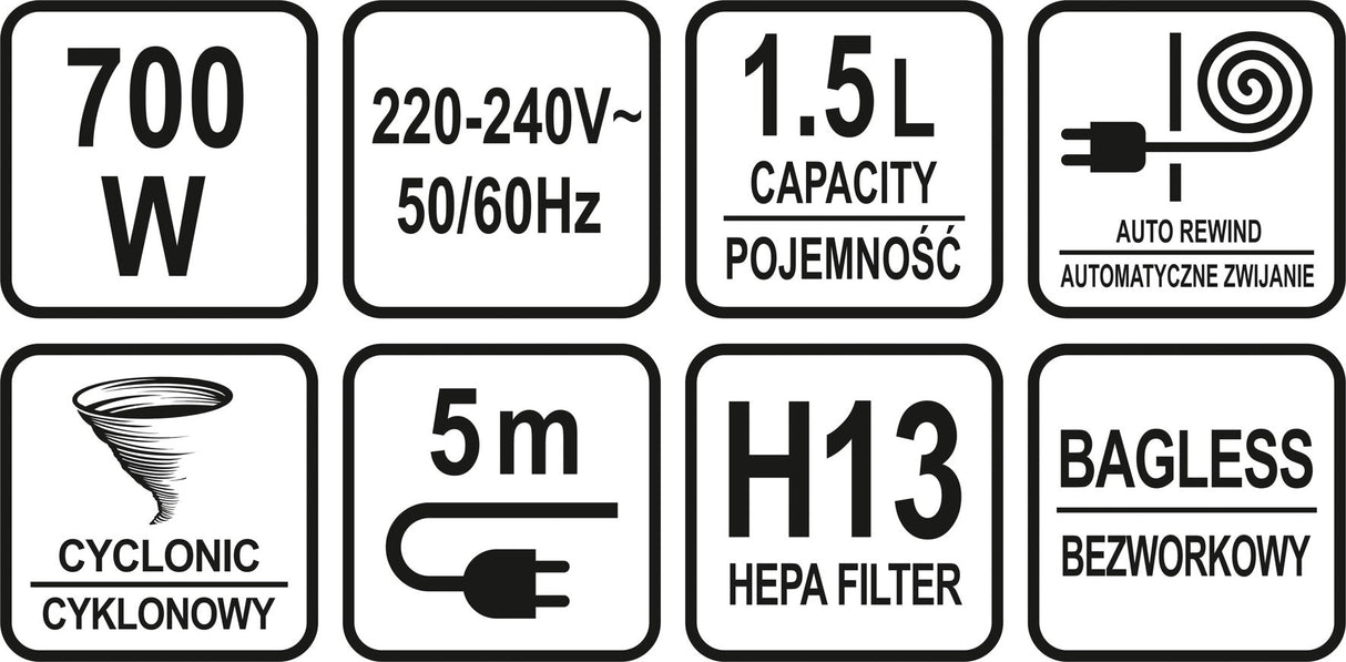 Dulkių siurblys | cikloninis | 5 šepečiai | 700W (67090)