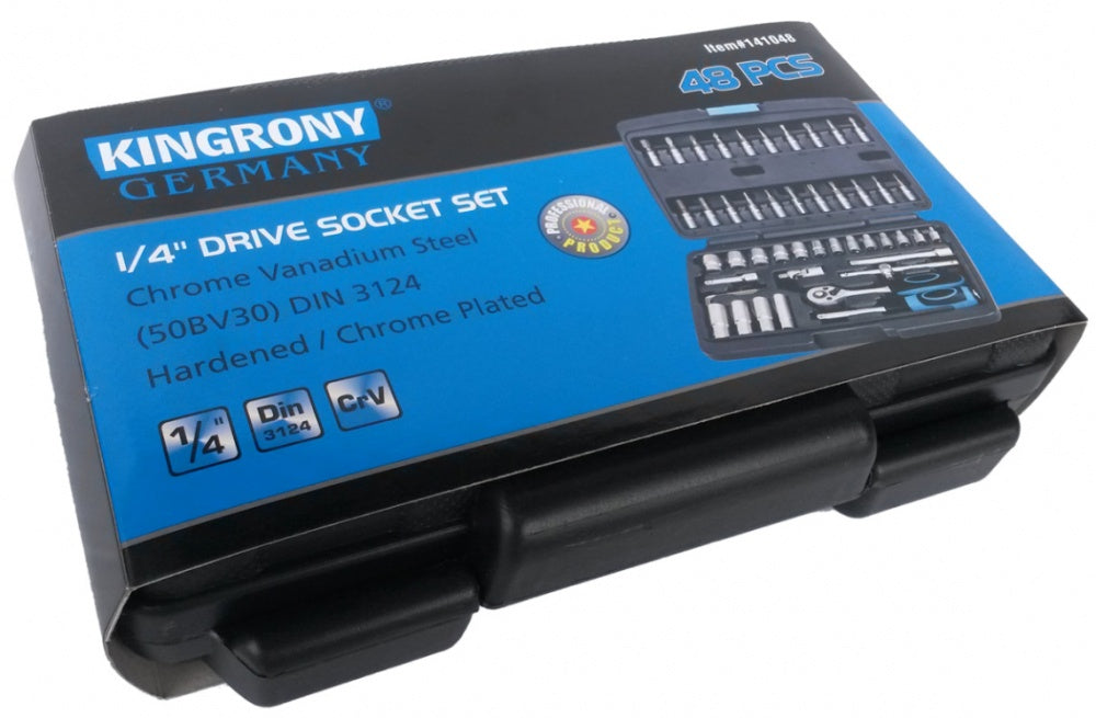 Galvučių su terkšle rinkinys 1/4", 48vnt. (KR141048)