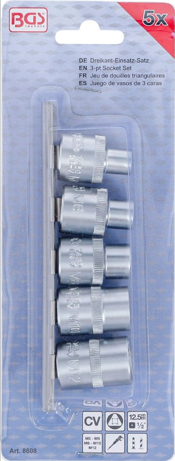 Trikampių galvučių rinkinys | M5 - M12 (8 - 16,5 mm) | 5 vnt. (8608)