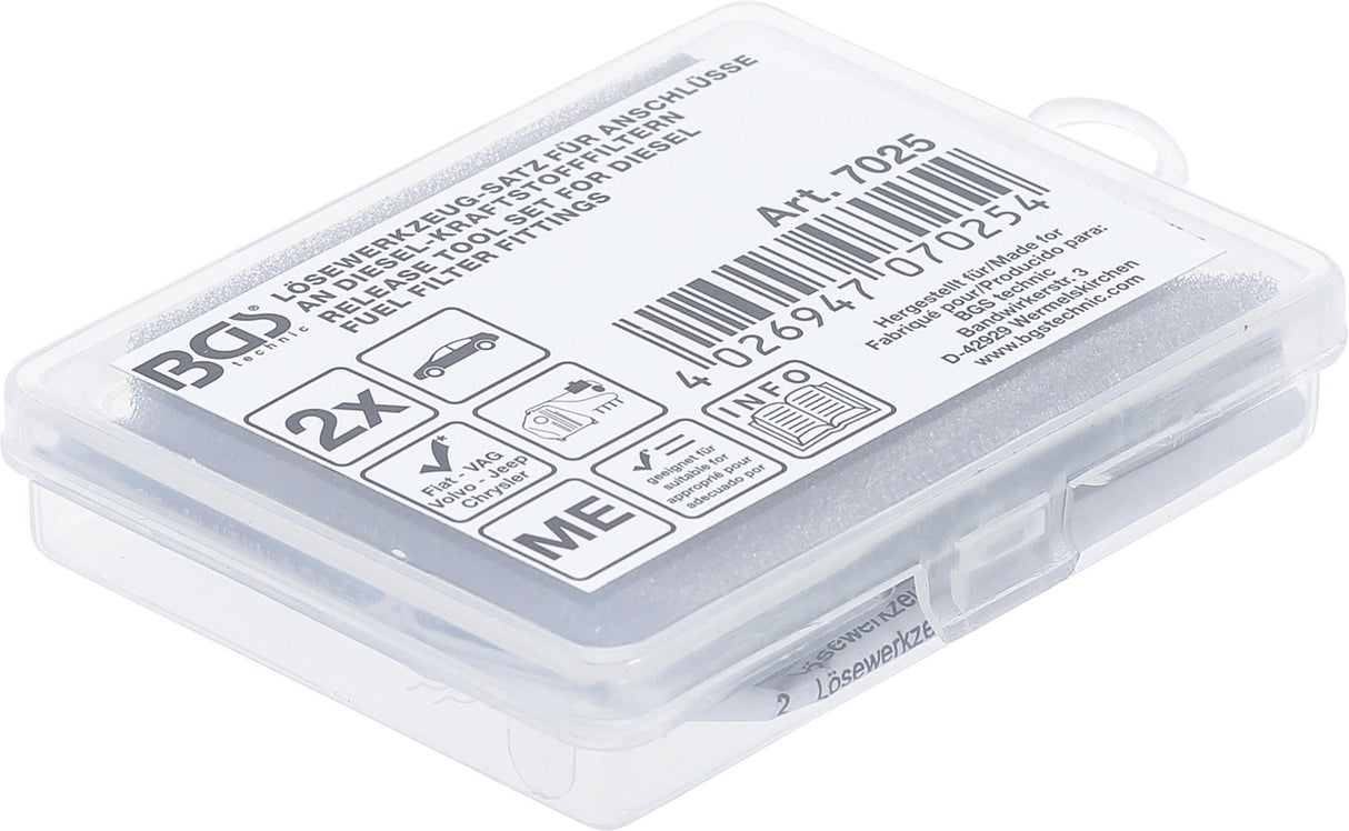 Atleidimo įrankių rinkinys | dyzelinio kuro filtrų jungiamosioms detalėms | Fiat, VAG, Volvo, Jeep, Chrysler (7025)