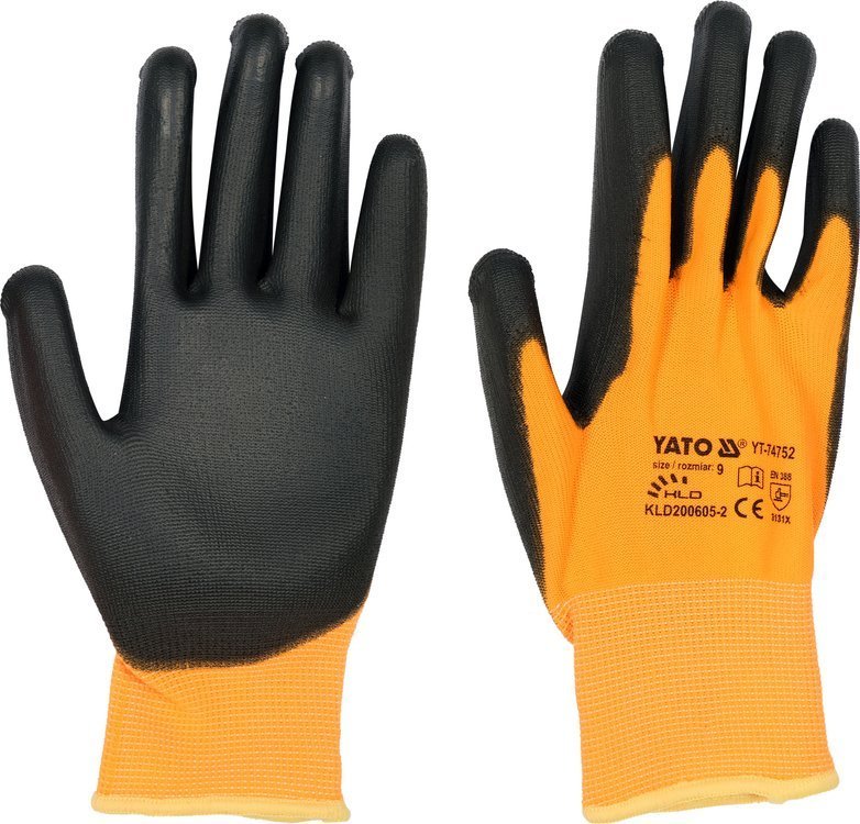 Darbo prštinės | poliesteris / dengta poliuretanu PU | tinka jutikliniams ekranaims | 9 dydis (YT-74752)