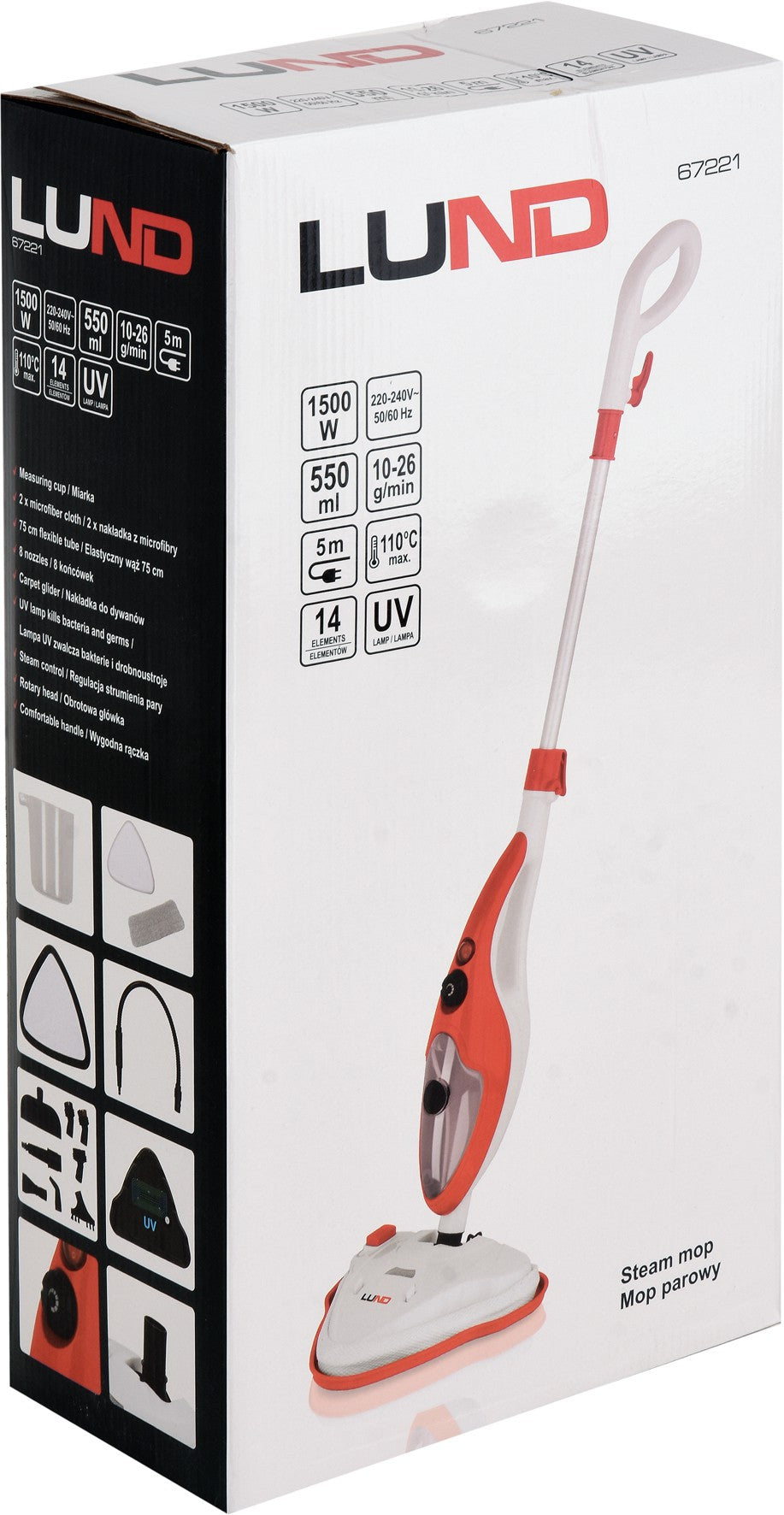 Garų šluota / garinis valytuvas | 1500 W | su UV lempa (67221V)