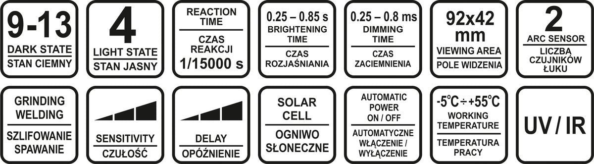 Automatiškai tamsėjanti suvirinimo kaukė / skydelis (74480)