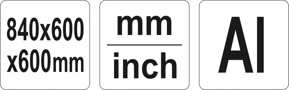 Kampainis sudedamas aliuminis | Gabaritai 600 x 840 x 600 mm (YT-70850)