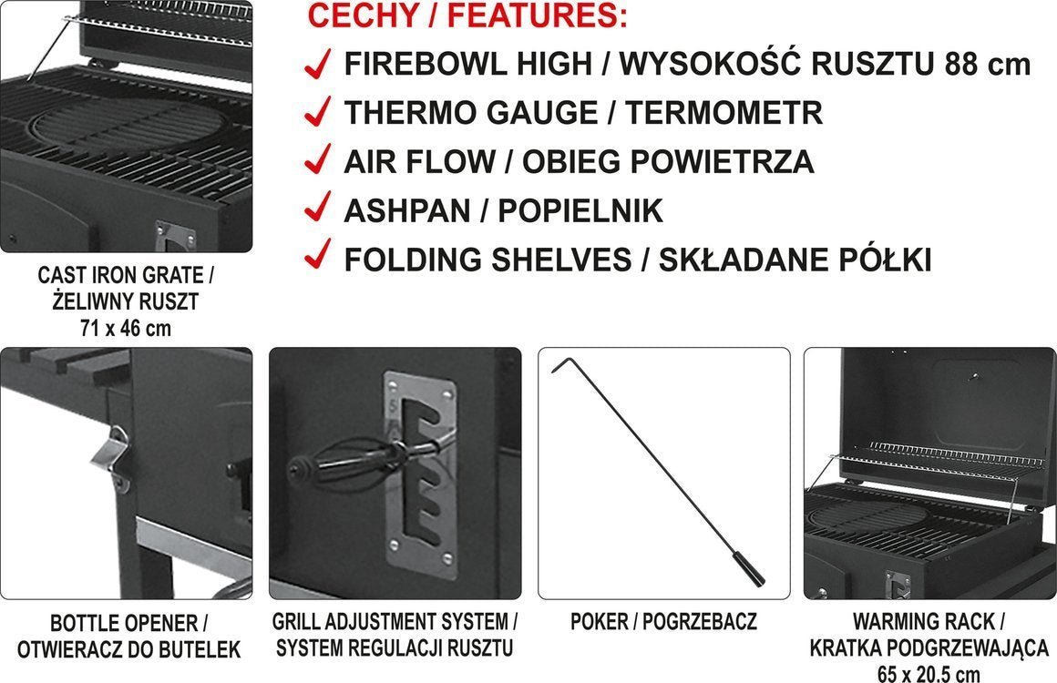 Grilis | plieninės grotelės | DELUXE XXL | 153 x 70 x 133 cm (99533)