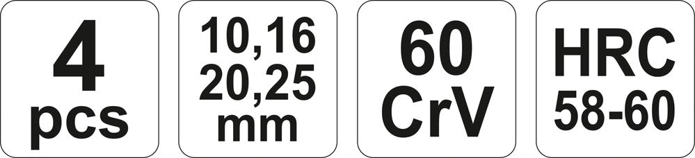 Kaltų rinkinys medžiui | Cr-V | 10/16/20/25 mm (YT-6260)