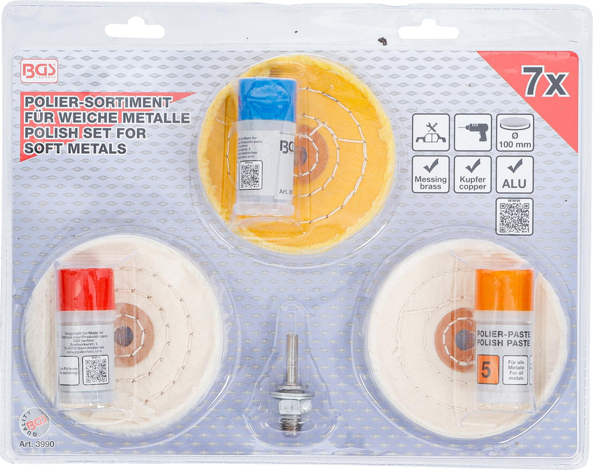Poliravimo rinkinys minkštiems metalams | 7 vnt. (3990)
