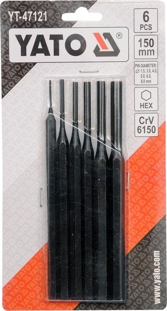 Išmušėjų komplektas | 1,5-8 mm | 6 vnt. (YT-47121)