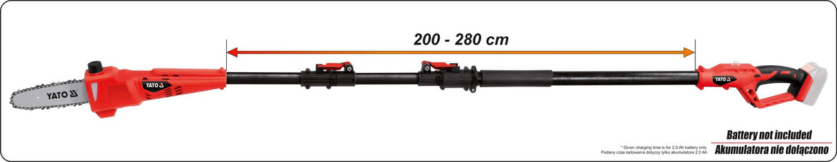 Аккумуляторная телескопическая цепная пила | 18V 200-280 cm | без аккумулятора