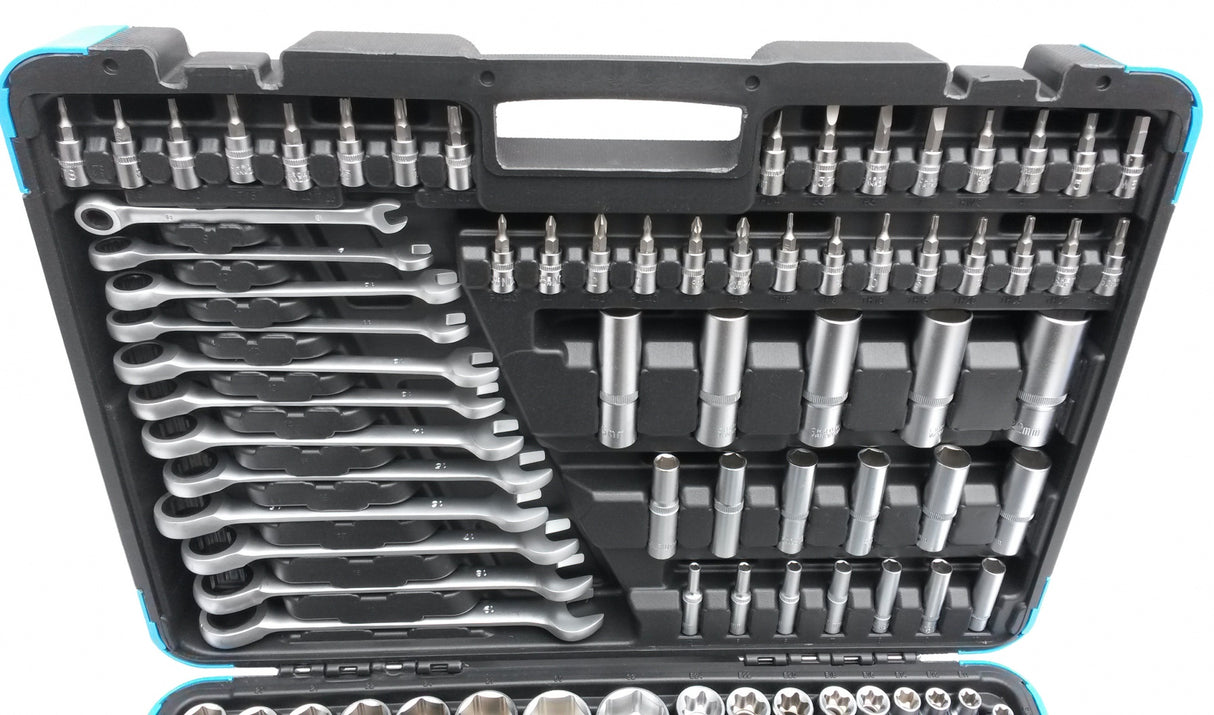 Įrankių rinkinys | Terkšliniai veržliarakčiai | 6.3 mm (1/4") / 10 mm (3/8") / 12,5 mm (1/2") | 216 vnt. (KR121216R)