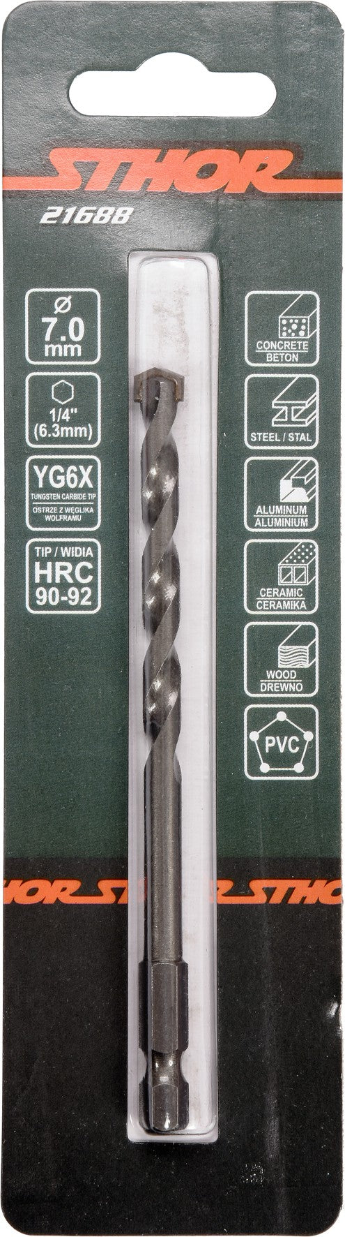 Grąžtas universalus su Hex 6.3 mm (1/4") galu | 7.0 mm (21688)