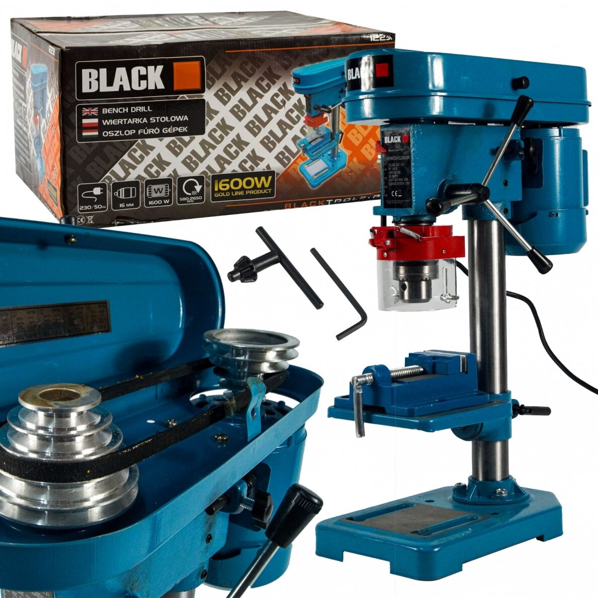 Gręžimo staklės | 1600W 16 mm + spaustuvai (SK12231)