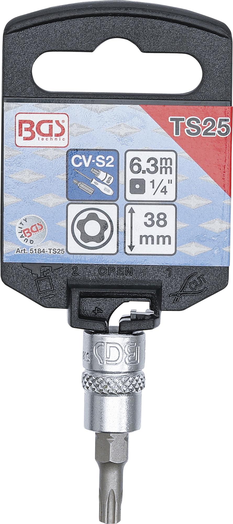 Antgalis įpresuotas | 6,3 mm (1/4") | T-Star (Torx) penkiakampis TS25 (5184-TS25)