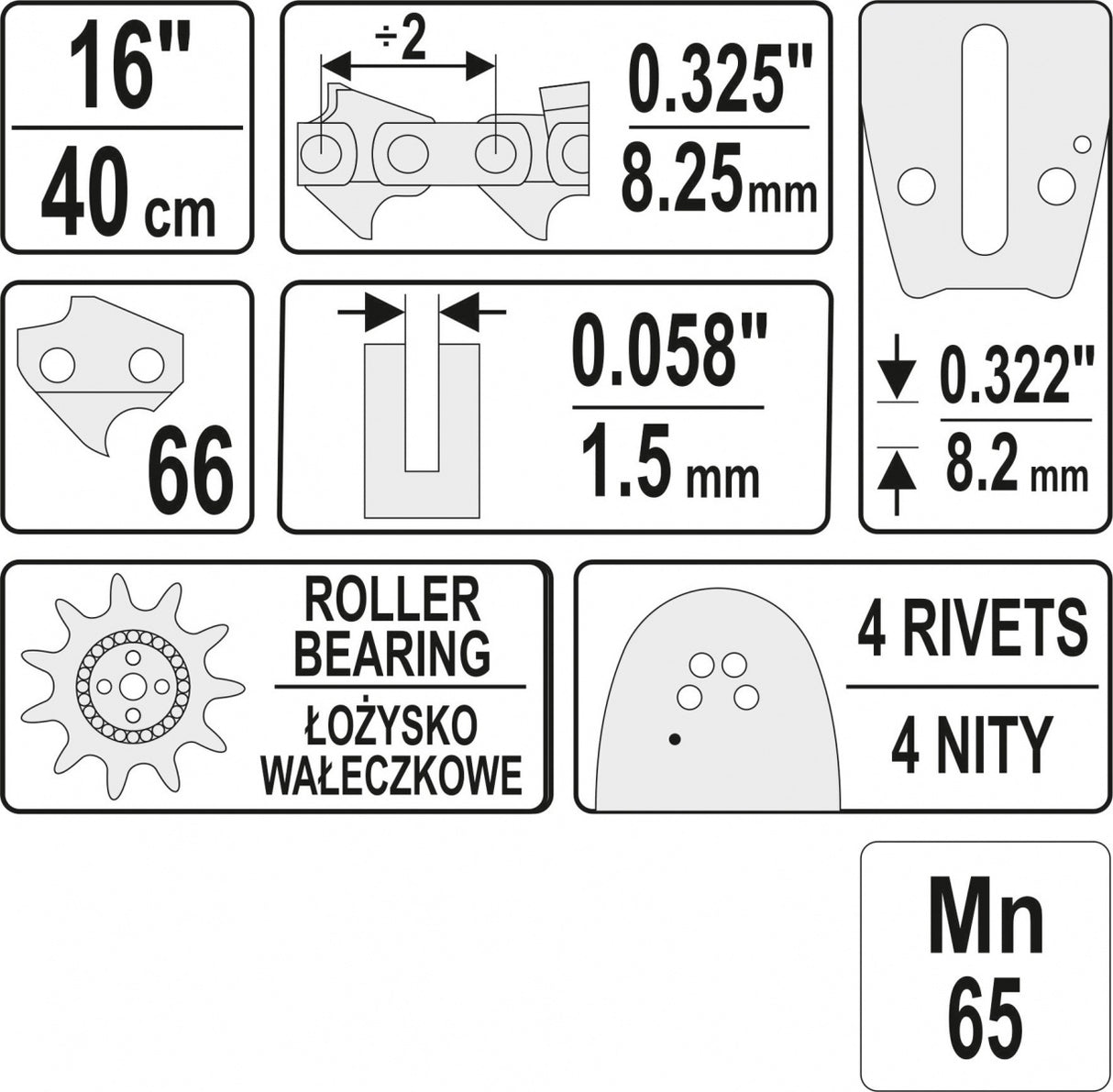 Pjovimo juosta | 16" .325U (YT-849351)