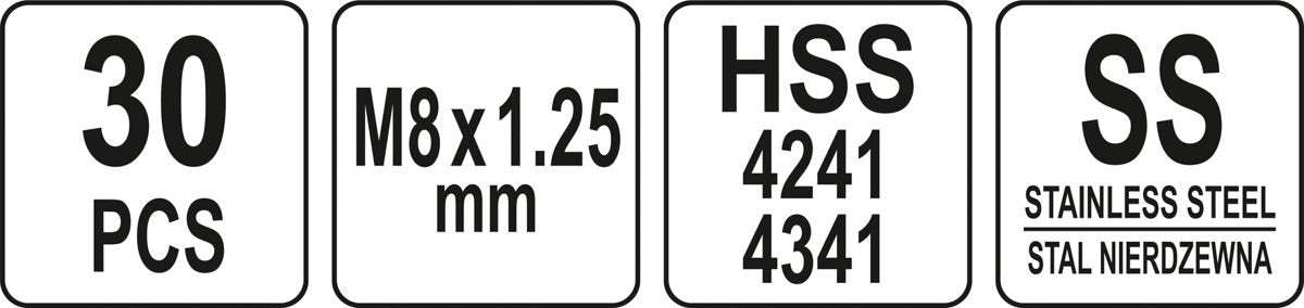 Sriegio remonto rinkinys | M8 x 1.25 | 30 vnt. (YT-17633)