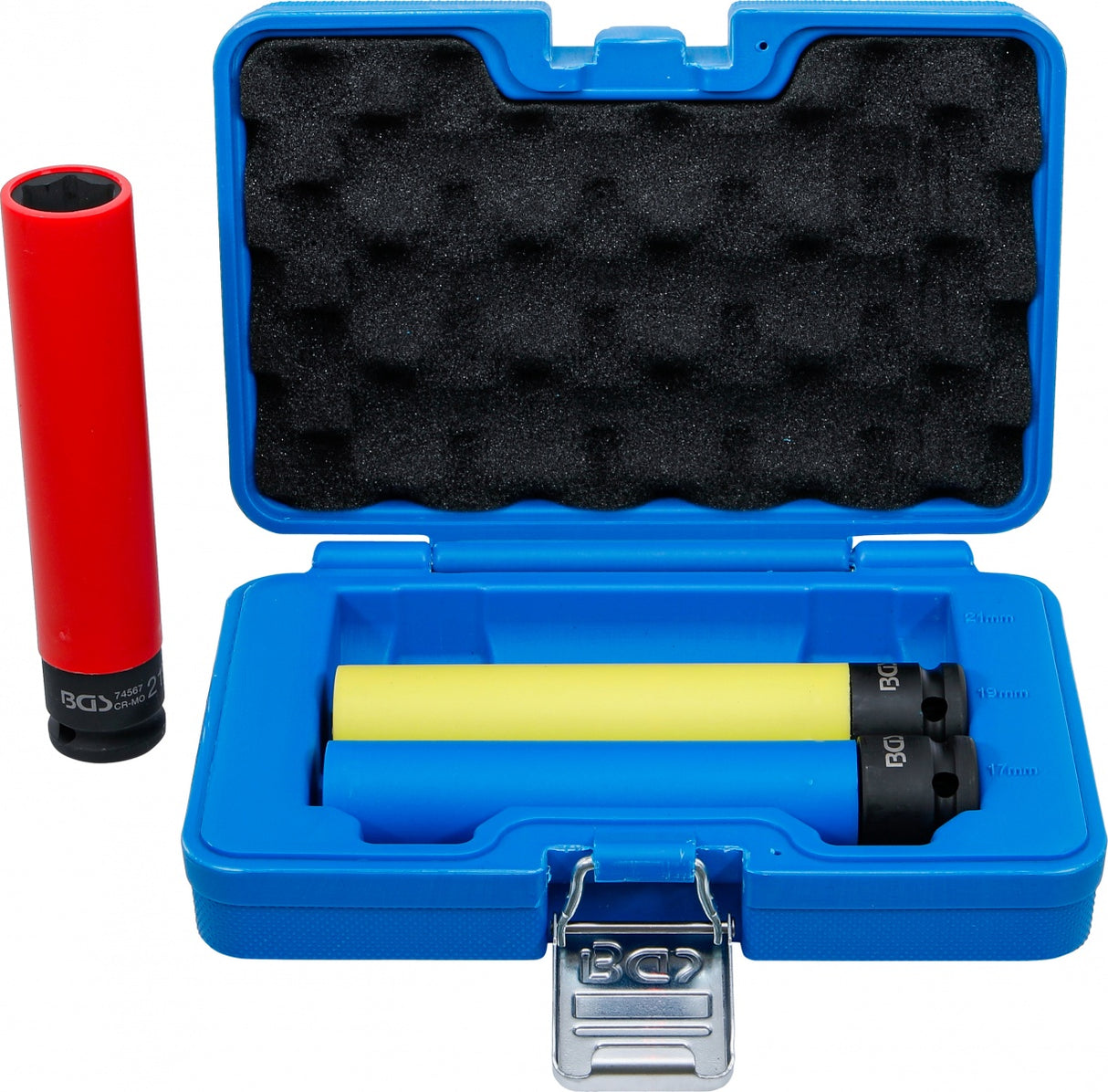 Smūginių ilgų galvučių rinkinys | su apsaugom | 12,5 mm (1/2") | 150 mm | 17/19/21 mm | 3 vnt (74567)