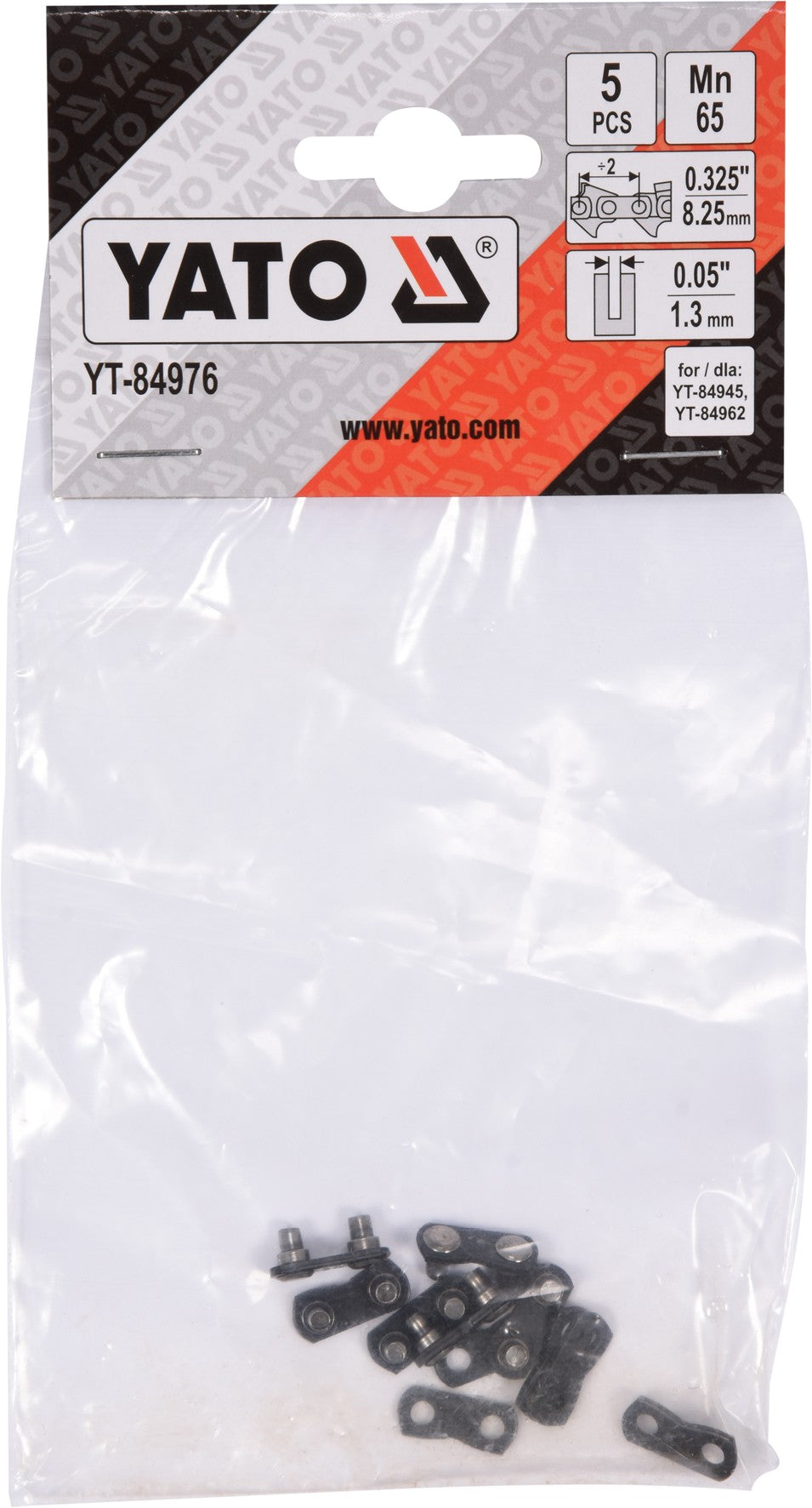 Pjūklo grandinės sujungimų rinkinys | 0,325" / 0,05" | 5 vnt. (YT-84976)