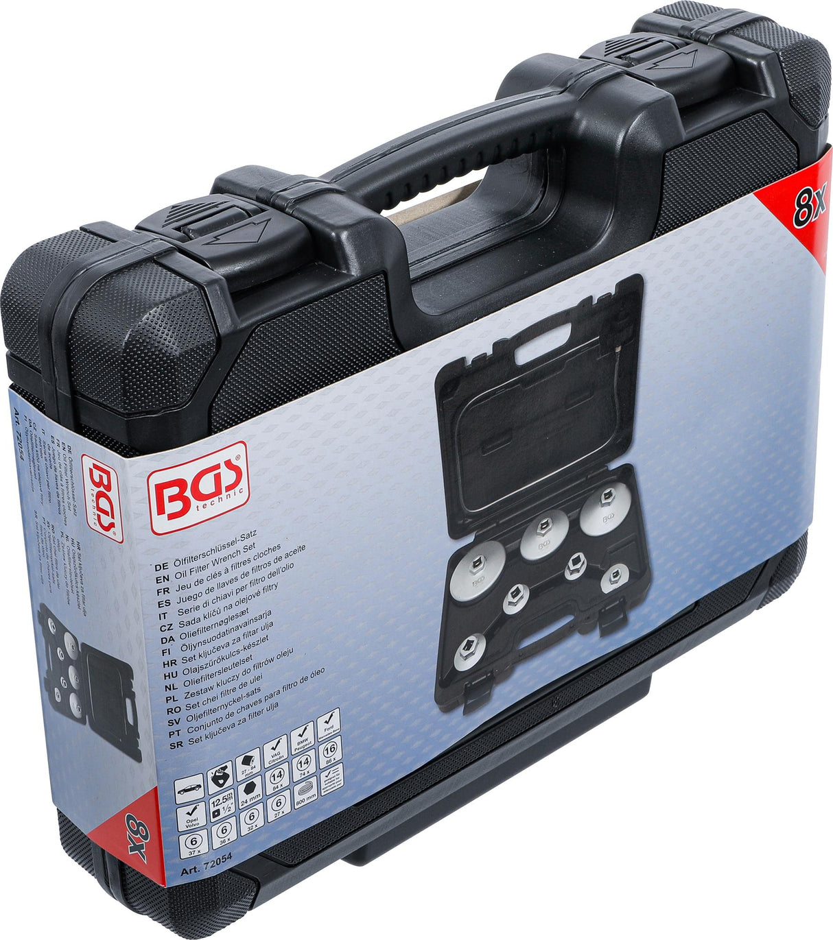 Alyvos filtro veržliarakčių rinkinys | su alyvos filtro išleidimo žarna | VAG, BMW, Citroën, Peugeot, Ford, Mercedes-Benz, Opel, Volvo | 8 vnt. (72054)