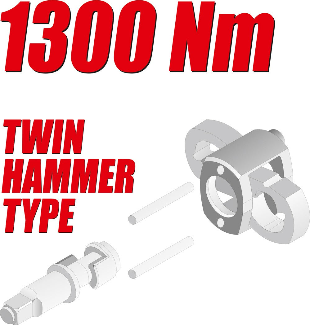 Pneumatinis smūginis veržliasukis | 20 mm (3/4") | 1300 Nm (YT-09564)