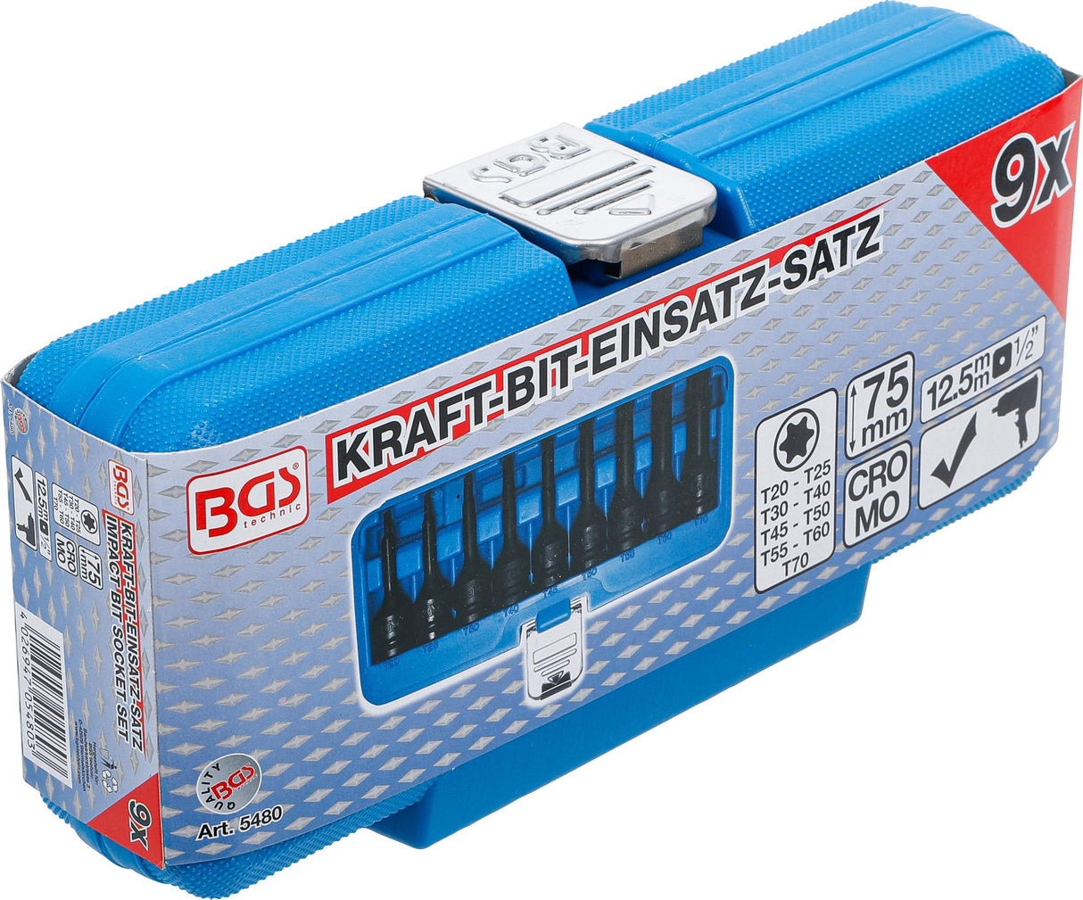 Smūginiai antgaliai | 12,5 mm (1/2") | T-Star (Torx) T20 - T70 | 9 vnt (5480)