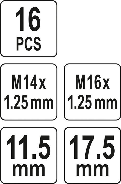 Žvakės sriegio lizdo remonto rinkinys | M14 x 1,25 mm | 16 vnt. (YT-17580)