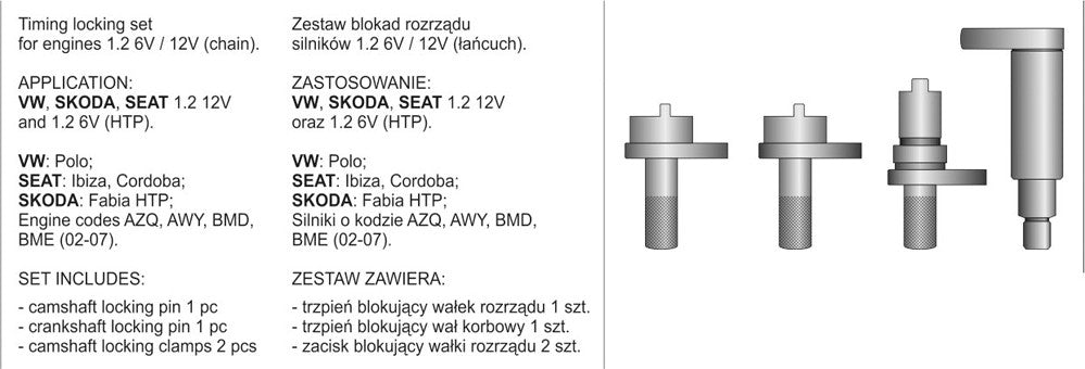 Набор для фиксации коленчатого вала | VW Polo, Lupo, Seat, Skoda 1.2L