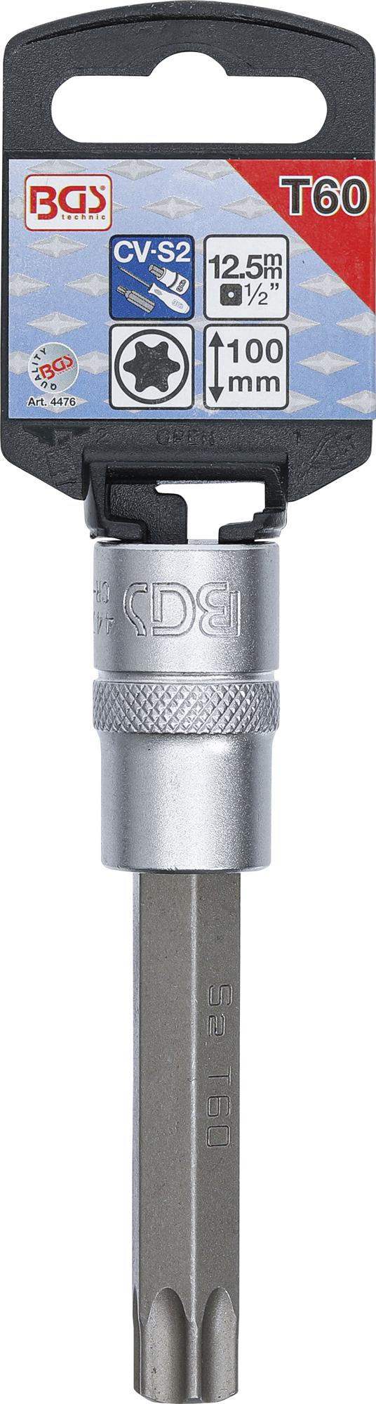 Antgalis įpresuotas į galvutę | ilgis 100 mm | 12,5 mm (1/2") | T-star (Torx) T60 (4476)