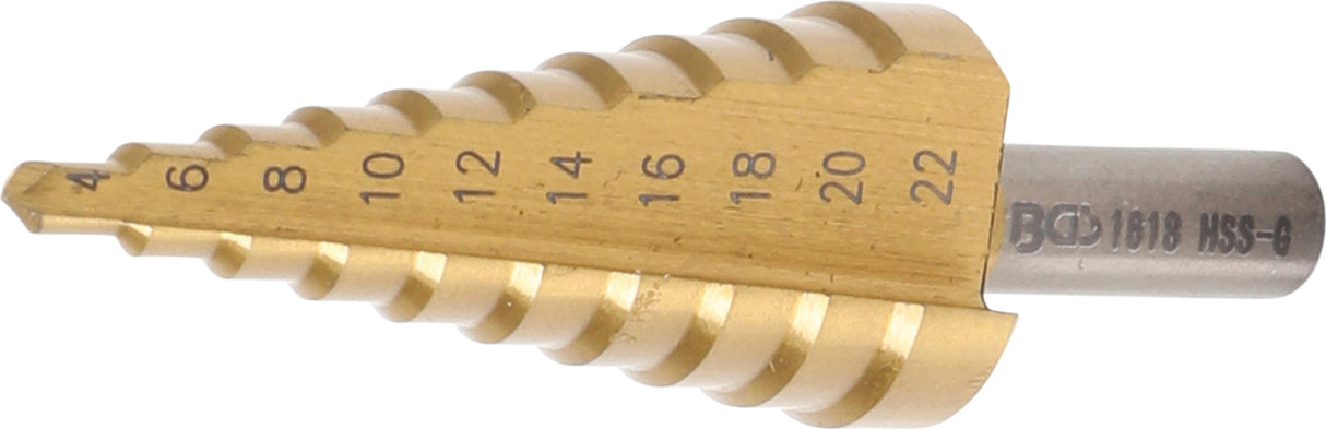 Grąžtas skylės (pa)platinimui pakopinis | Titano nitridas | Ø 4 - 22 mm (1618)