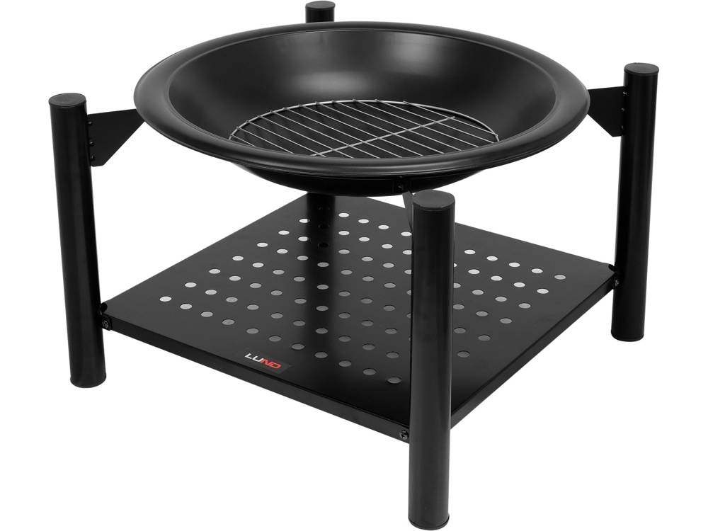 Plieninė krosnelė | grotelės | su malkų dėtuve | 58 X 58 X 55 cm (99914)