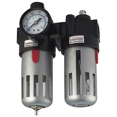 Oro filtras / tepalo blokas su slėgio reguliatoriumi ir manometru | 1/4" (LG-06)