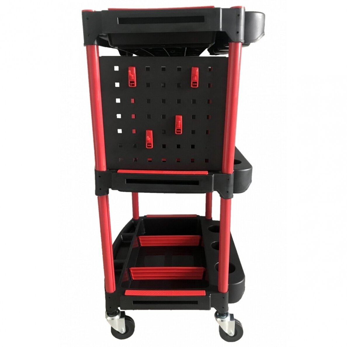 Dirbtuvių vežimėlis | 3 lygių kompozitas su dalių saugykla | + 2 perforacijos su 8 kabliukais (WT3P)