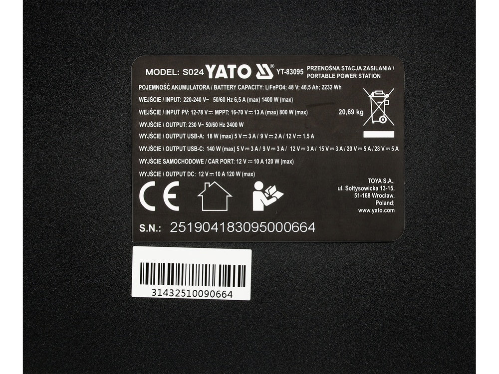 Nešiojama maitinimo stotis | 2400W | 2232WH (YT-83095)