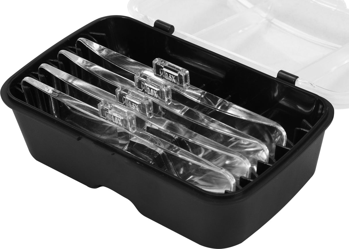 Binoklinė lupa su apšvietimu | dedama ant galvos | 5 nustatymai X1/X1,5/X2/X2,5X/3,5 (YT-73842)