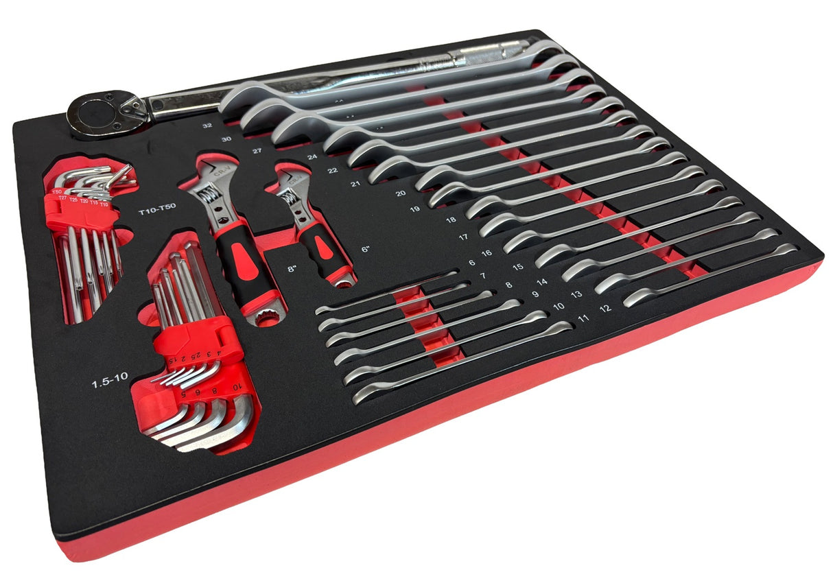 Įrankių spintelė ant ratukų | metalinis starviršis | su įrankiais | 7 stalčiai / 1 durelės | 322 įrankiai (H7002)