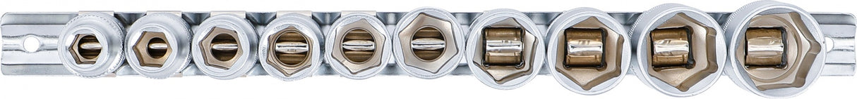 Galvučių rinkinys, šešiakampės | 12,5 mm (1/2") | coliniai dydžiai | 10 vnt. (9113)