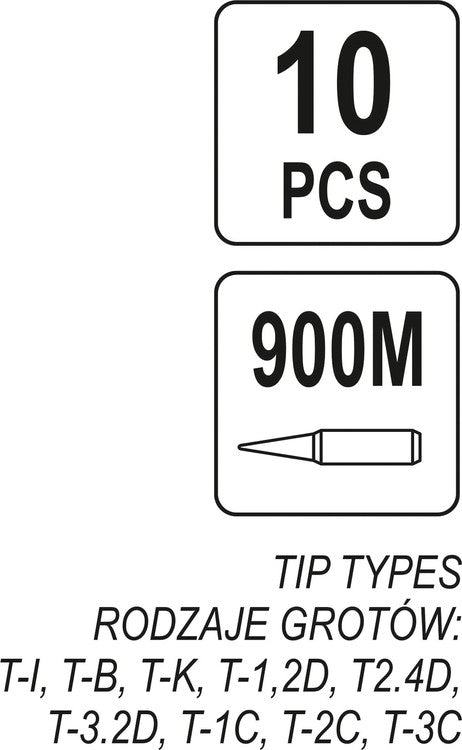 Litavimo antgalių rinkinys | tipas 900M | populiariausių formų | 10 vnt. (YT-82526)