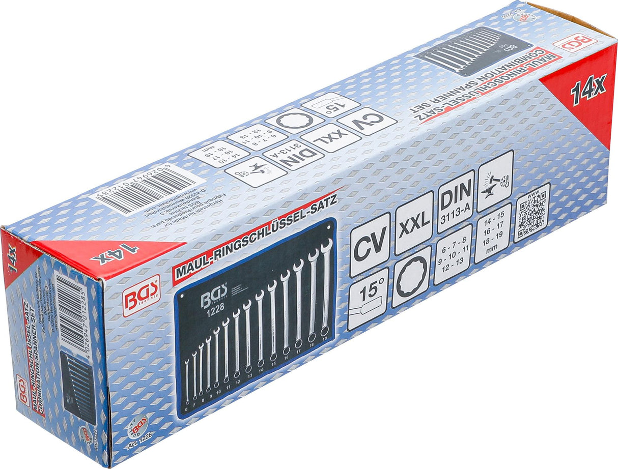 Kombinuotų pailgintų raktų komplektas | 6 - 19 mm | 14 vnt. (1228)