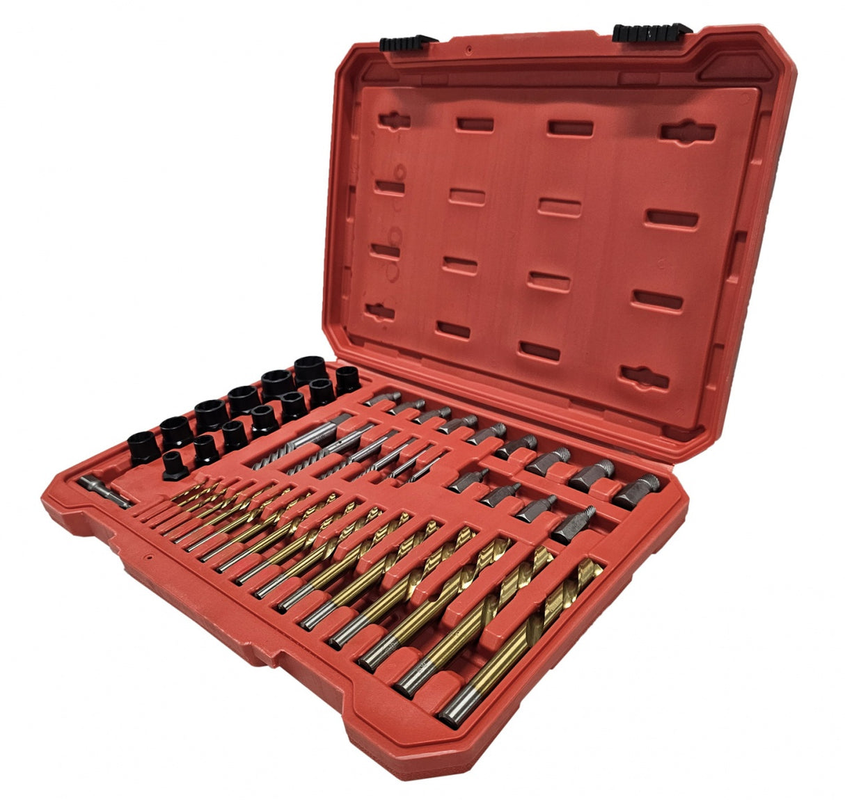 Varžtų ir veržlių ištraukimo rinkinys su kairiojo pjovimo grąžto komplektu | Cr-Mo | 49 vnt. (MT049)