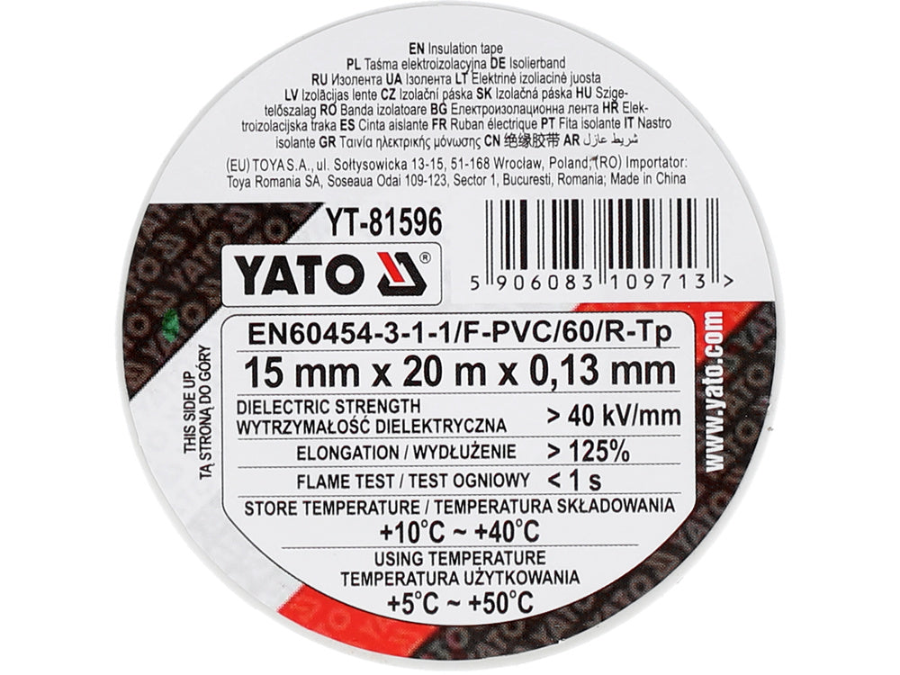 Izoliacija balta | 15 mm X 20 m X 0.13 mm (YT-81596)