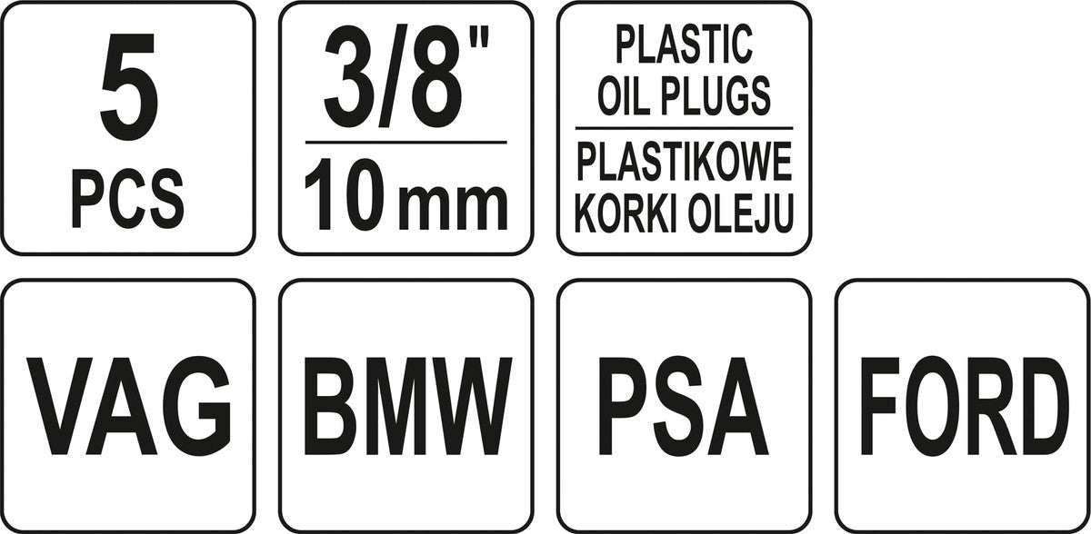Raktų rinkinys plastikiniams alyvos kamščiams | 5 elementai (YT-05980)