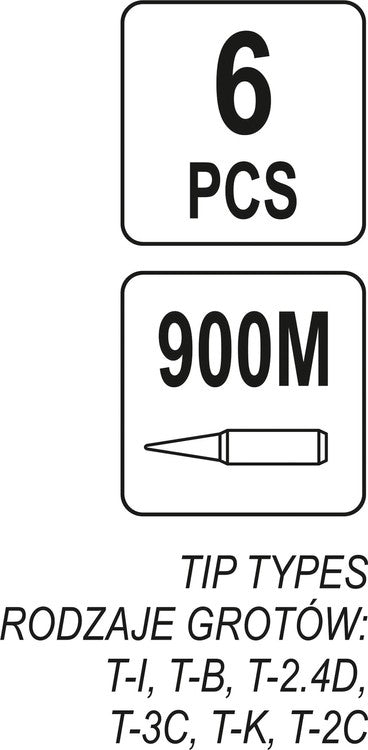 Litavimo antgalių rinkinys | tipas 900M | populiariausių formų | 6 vnt. (YT-82525)